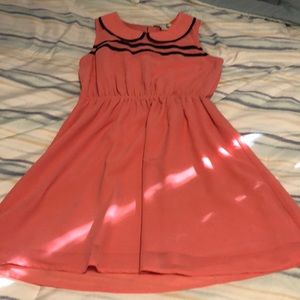 Forever 21 pink dress with navy trim